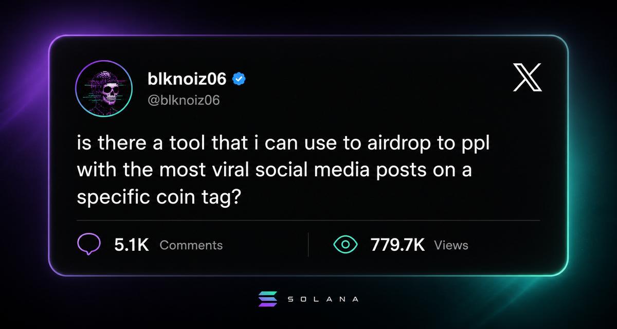 Tweet from @blknoiz06 asking for a tool to airdrop to the most viral social media posts on a specific coin tag